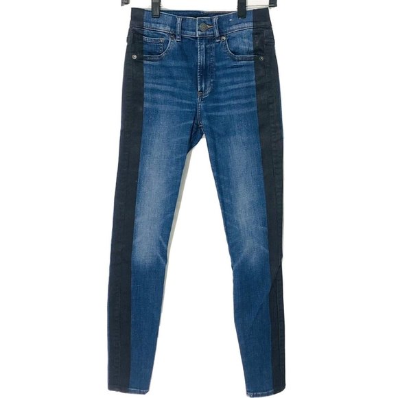 Express Denim - Express Womens Pants 25x27 Ankle Legging 2R Blue Denim High Rise Stretch Black